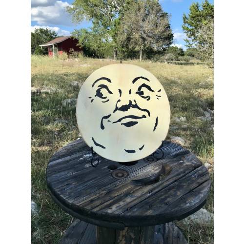 Hand Painted Man in the Moon Wood Sign: Vintage Fall Wall Decor