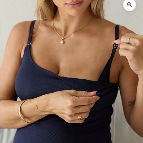 Soft Ribbed Nursing Tank - True Navy
