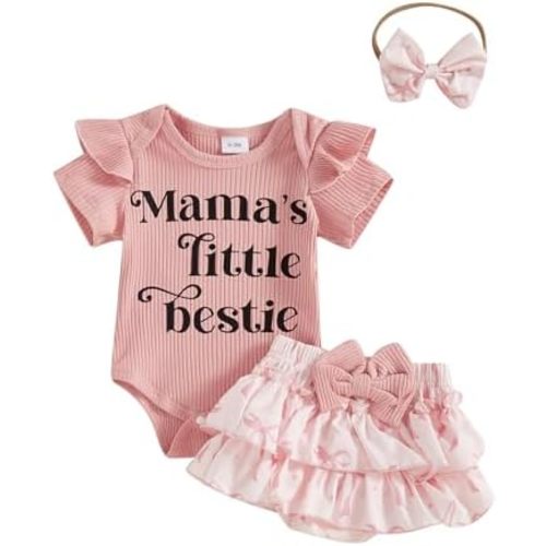 FIOMVA Im New Here Newborn Outfit Girl Onesie Romper+Ruffle Tutu Shorts Bloomer Set Baby Girl Preemie Coming Home Outfit