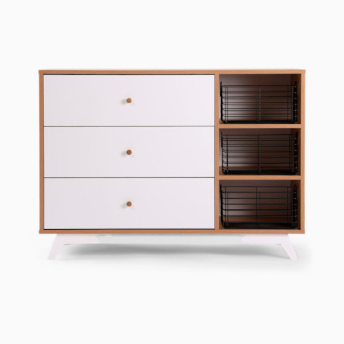 dadada Central Park 3-Drawer Dresser - White/Red Oak