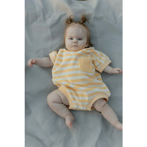 Callie Romper in Yellow Stripe