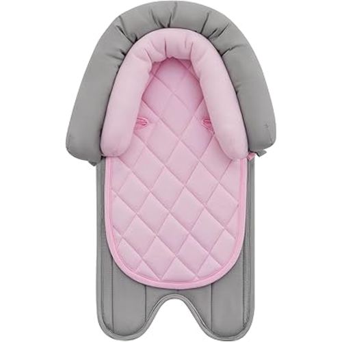 Pro Goleem Car Seat Head Support Infant, Soft Infant Car Seat Insert, 2 in 1 Carseat Head Support for Toddler, Perfect for Car Seat, Stroller, Swing, Bouncer, Pink and Gray