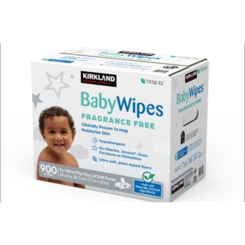 Kirkland Signature Baby Wipes, Fragrance Free, 9 Packs of 100