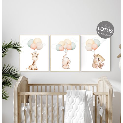 Neutral Nursery Animal Prints: Sage Green & Yellow Baby Room Decor