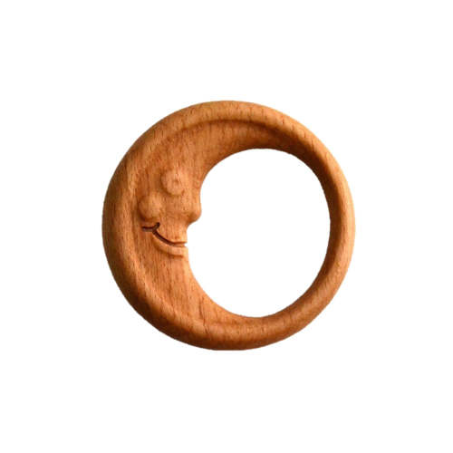 Wooden Baby Teether - Moon | Wooden Figures- Blue Otter Toys