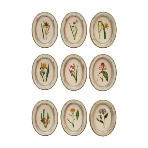 Rosalind Wheeler 9-Piece Wood Framed Glass Wall Décor With Flower, Multicolor | Wayfair