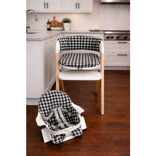 Mockingbird High Chair Cushion, Black and White Gingham Waterproof Seat Pad