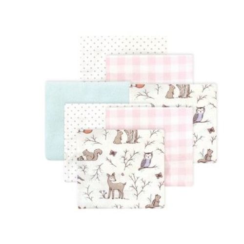 Little Treasure Hudson Baby Girls Cotton Poly Flannel Receiving Blankets Multipack, Pink Enchanted Forest, 30x30 inches