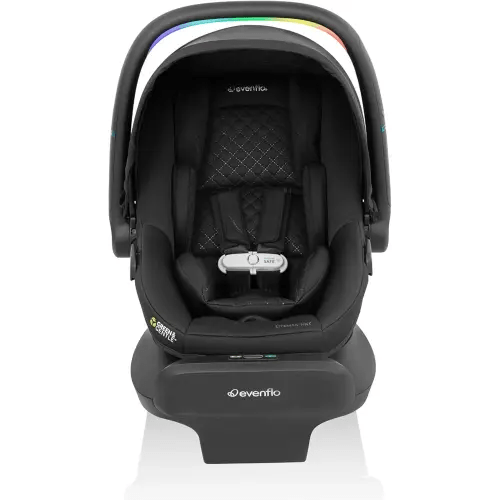 Evenflo LiteMax NXT Rear-Facing Lightweight Preemie and Infant Car Seat 3-30lbs with SensorySoothe. Easy Install with Base (Jasper Black)