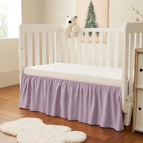 Crib Skirt Dust Ruffle 14" Drop with Platform, Fits 28" x 52"