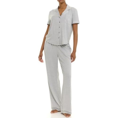 U.S. POLO ASSN. Womens Pajama Sets 2 Piece Button Down Short Sleeve Top & Long Pants with Pockets