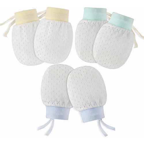 Aijian Chryvva Pack of 6 Baby Mesh Gloves Cotton No Scratch Mittens for Unisex (3Colors/0-12Months)