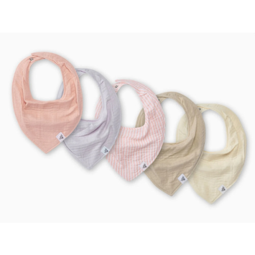 Organic Cotton Baby Bandana Bibs - Pink Sand