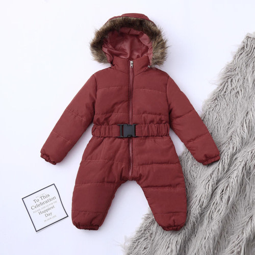Sawvnm Toddler Snowsuits for 6-9 Months Infant Baby Boy Girl Romper Jacket Hooded Jumpsuit Warm Coat Outerwear Winter Snow Suits for Girls on Clearance