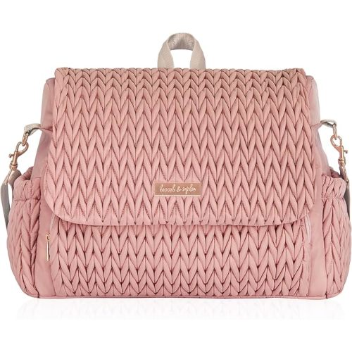 Hannah & Sophia Belle Convertible Baby Diaper Backpack & Bag in Pink Polyester with Classic Style