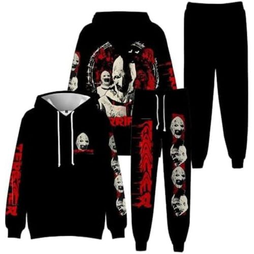 Unisex Terrifier Cosplay Sweatshirt Sweatpants Suit Art Causal Hoodie Pants for Halloween Costume