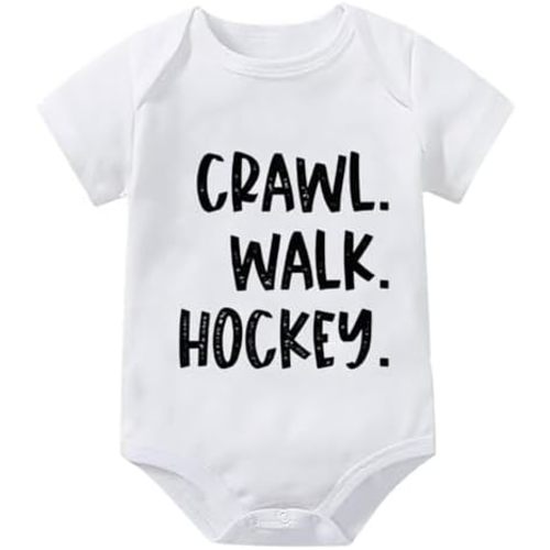 Crawl Walk Hockey Going Home Outfit Baby Boy Short Sleeve Baby Girl White Outfit White Baby Boy Rompers 12 Months