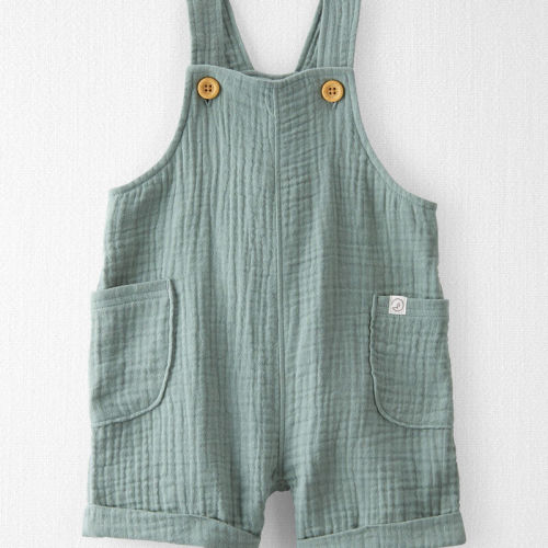 Spring Moss Baby Organic Cotton Gauze Shortalls in Green | Carter’s Oshkosh Canada
