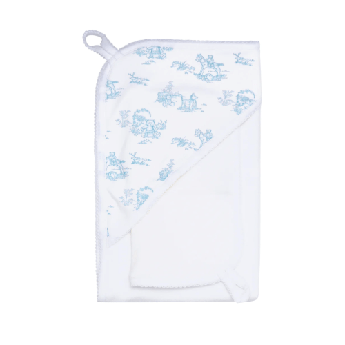 Blue Toile Hooded Towel
