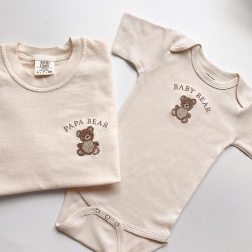 Papa Bear and Baby Bear Matching Set, Dad and Baby Outfit, First Fathers Day Gift, New Dad Gift, Embroidered Daddy and Me Set