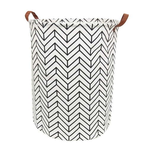 Round Fabric Large Storage Baskets - Waterproof hamper | Collapsible Canvas Blanket Storage with Handles for Kids Room,Shelf Basket,Toy Organizer ( Round - Black V )
