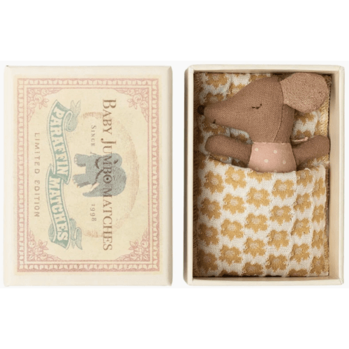 Maileg- Sleepy wakey baby mouse in matchbox