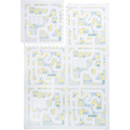 PopsyKosy Premium Baby Foam Play Mats -Stylish Floor & Exercise Puzzle Mat for Toddlers & Kids- 6 Soft, Non-Toxic, Odorless, Peel-resistant Foam Tiles -6ft x 4ft -1"inch Extra-Thick, Pastel Blue Gray