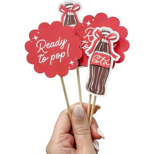 She's Ready to Pop Cupcake Toppers, 12 Pack, Baby Shower Decorations