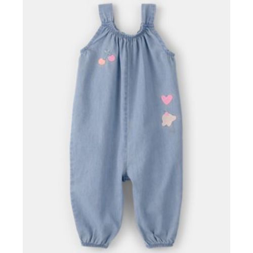 Baby Girls' Embroidered Chambray Sleeveless Jumpsuit