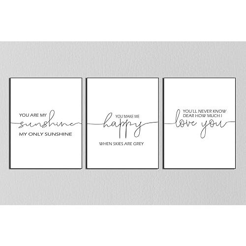 You Are My Sunshine Nursery Decor - Set of 3 11x14 Inch Prints for Baby Nursery - Perfect New Baby Gift - Nursery Wall Art (Unframed)