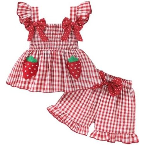 YOUNGER TREE Toddler Girl Clothes Baby Girls Ruffle Sleeveless Bowknot Dress Tops Shorts Set Cute Summer Kids Outfits