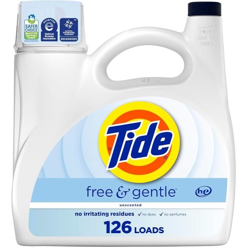 Tide Free & Gentle Liquid Laundry Detergent, 126 Loads, 166 fl oz, Tide Laundry Detergent, Clean Laundry Detergent
