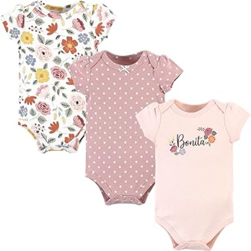 Hudson Baby Cotton Short Sleeve Bodysuits, 3 Pack Shirt