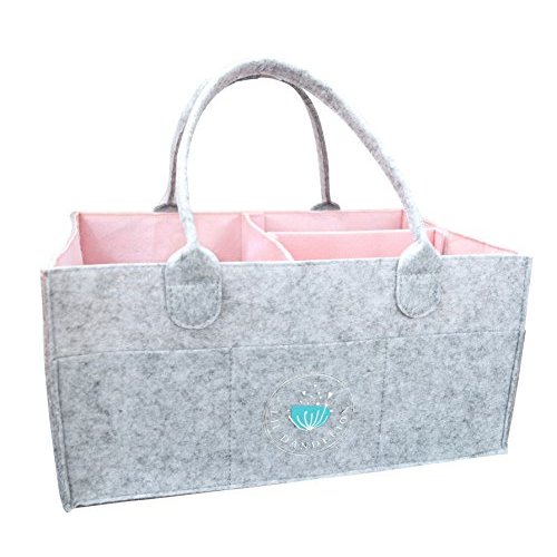 Baby Diaper Caddy Organizer Pink for Changing Table Car - Baby Shower Basket for Girls, Nursery Storage Bin, Neutral Nursery Essential Baby Gift Registry, Car Travel Tote