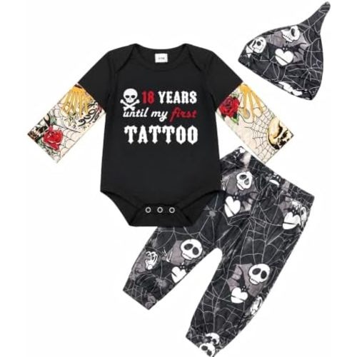 Ropa de Halloween para bebé recién nacido, tatuajes falsos de manga