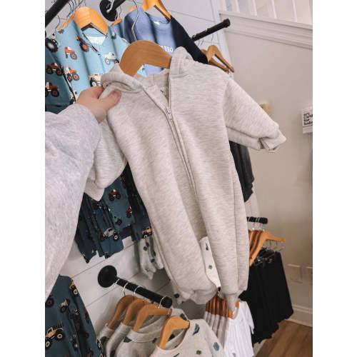 hooded zip jumpsuit - fleece