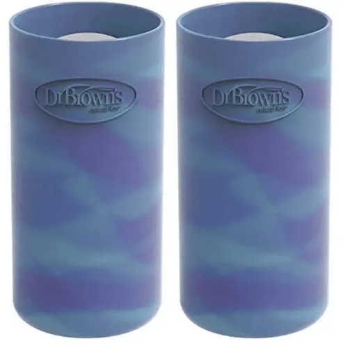 Dr. Brown's Natural Flow Options+ Glass Baby Bottle Sleeves,100% Silicone,8 oz,Narrow,Glow in The Dark (Pack of 2)