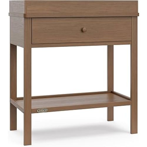Graco Storage Baby Changing Table (Hazelnut) - GREENGUARD Gold Certified, Changing Table with Drawer, Changing Table Topper, Perfect for Any Nursery Decor