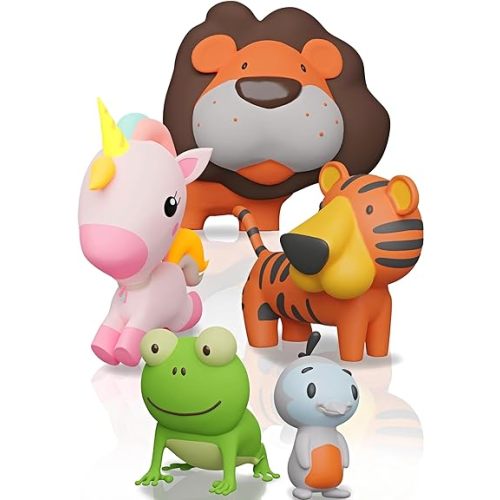 SplashEZ Lion Friends Bath Toys | Mold Free Bath Toys for Kids & Toddlers with No Hole for Water | Animals Ideal Size for Little Hands | Safe, Durable for Baby Tub Pool Fun for Boys Girls Ages 0 & Up