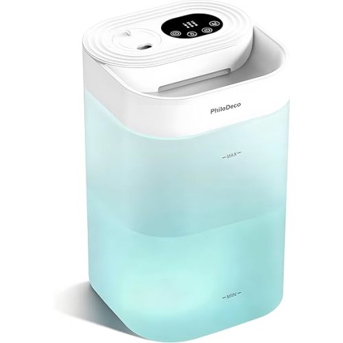 PHILODECO 4.5L Cool Mist Humidifier for Bedroom, Baby Nursery & Plants – Ultrasonic, Silent, with Aroma Diffuser, Multi-Color LED Night Light, Leak-Proof and Easy to Clean