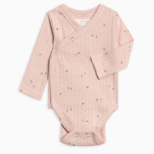 Hilda Brushed Back Pointelle Long Sleeve Kimono Bodysuit