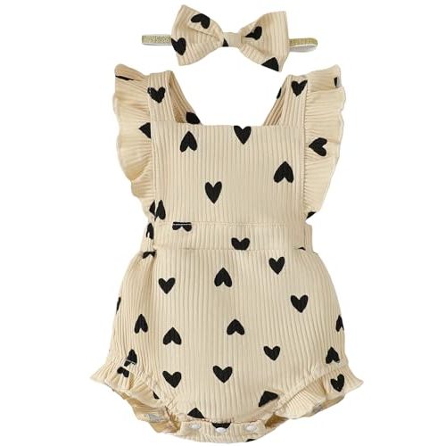 Fullfamous Baby Girl Ruffled Jumpsuit and Headband Set