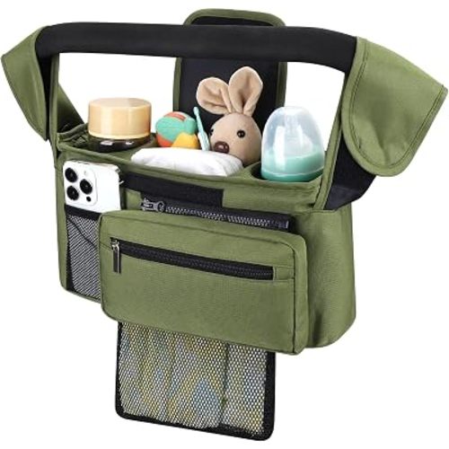 Accmor Universal Stroller Organizer with Insulated Cup Holder Detachable Phone Bag and Shoulder Strap,Stroller Bag Caddy Organizer Fits for Uppababy, Baby Jogger, Britax Strollers