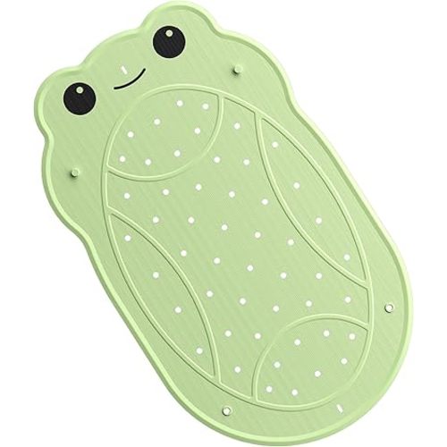 Baby Bath Mat for Tub Non Slip Bathtub Mat Ruber Cartoon Frog Shower Mats for Toddlers and Kids 30"x18" Cute Bath Mats with Suction Cups and Drain Holes, Green