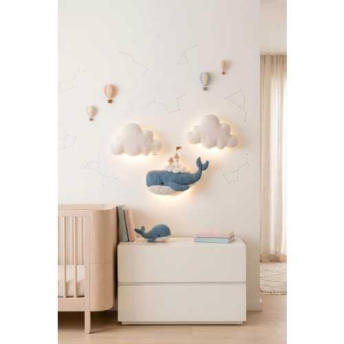 Whale Nursery Wall Light Set, Cloud Night Lights for Baby Room, Ocean Nursery Decor