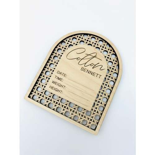 Faux caning birth announcement
