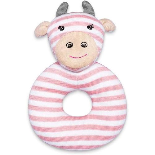 Apple Park Organic Farm Buddies - Georgia Giraffe Teething Rattle, Baby Toy for Infants - Hypoallergenic, 100% Organic Cotton