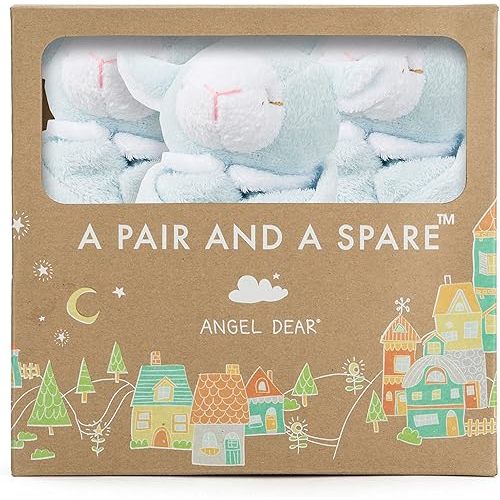 Angel Dear - Blue Lamb, Pair and A Spare Blankie Set, Pack of 3