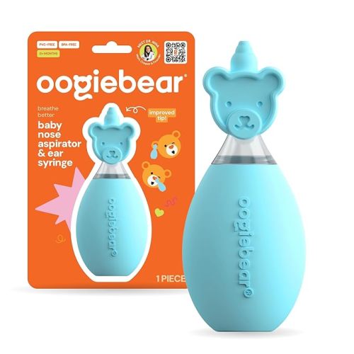 oogiebear Baby Nose Aspirator & Ear Syringe, Manual Strong-Suction, Blue