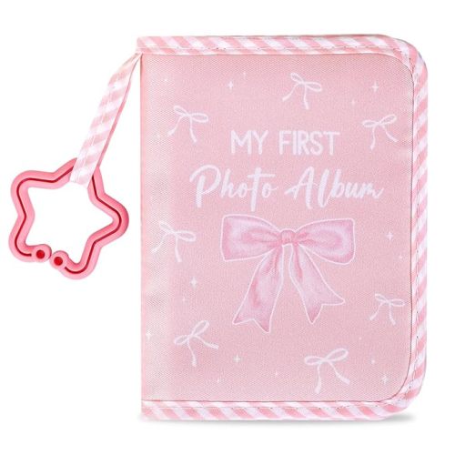 Baby's My First Family Album Soft Photo Cloth Book Pink Bow My First Book of Photos Coquette Bow Baby Memory Album Gift Holds 4x6 Pictures for Babies Newborn Toddler & Kids Baby Shower